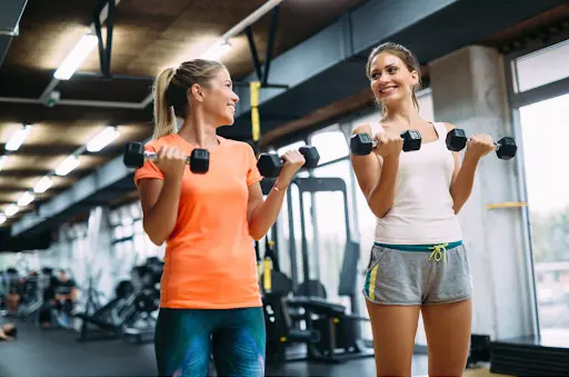 Two women working out